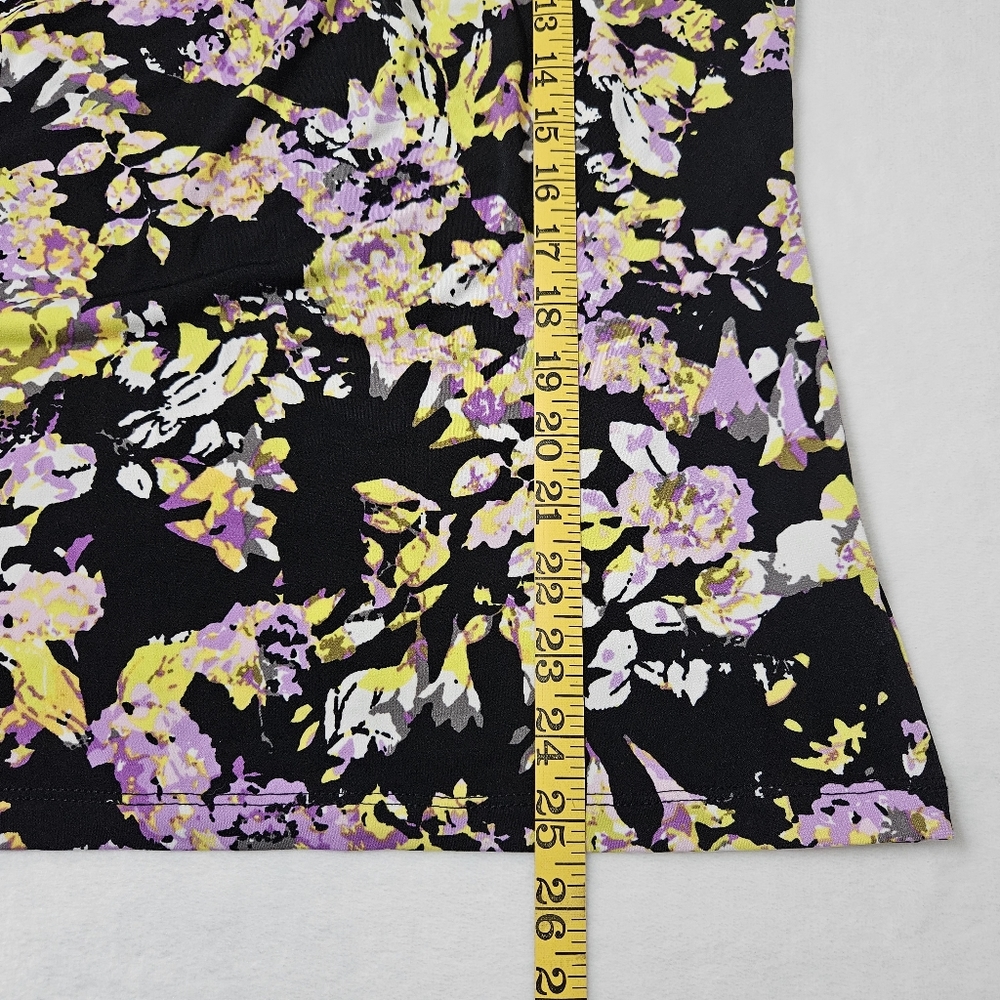 NWT Liz Claiborne black knit top blouse with multicolor orchid floral print XL - Picture 10 of 11